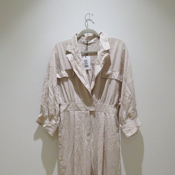 SHOWPO Ayelin Linen Blend Relaxed 3/4 Sleeve Jumpsuit in Cream - Size US 8 NWT - Picture 5 of 15